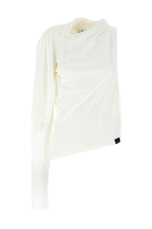 'Asymetrique Off The Shoulder' T-shirt White 'Asymetrique Off The Shoulder' T-shirt White