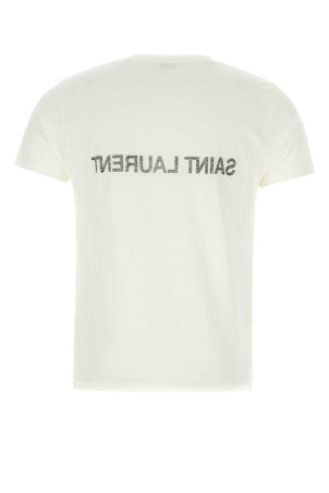 Белая хлопковая футболка SAINT LAURENT (663278Y37AW) Белая хлопковая футболка SAINT LAURENT (663278Y37AW)