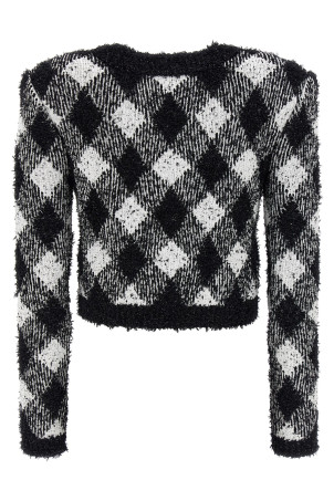 Короткая куртка из твида Vichy Черно-серая BALMAIN (DF0SK248KH66EAB) Короткая куртка из твида Vichy Черно-серая BALMAIN (DF0SK248KH66EAB)