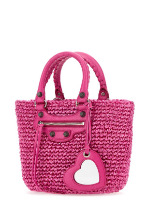 Фуксія рафія маленька сумочка Le Cagole Panier BALENCIAGA (7861872AA19) Фуксія рафія маленька сумочка Le Cagole Panier BALENCIAGA (7861872AA19)