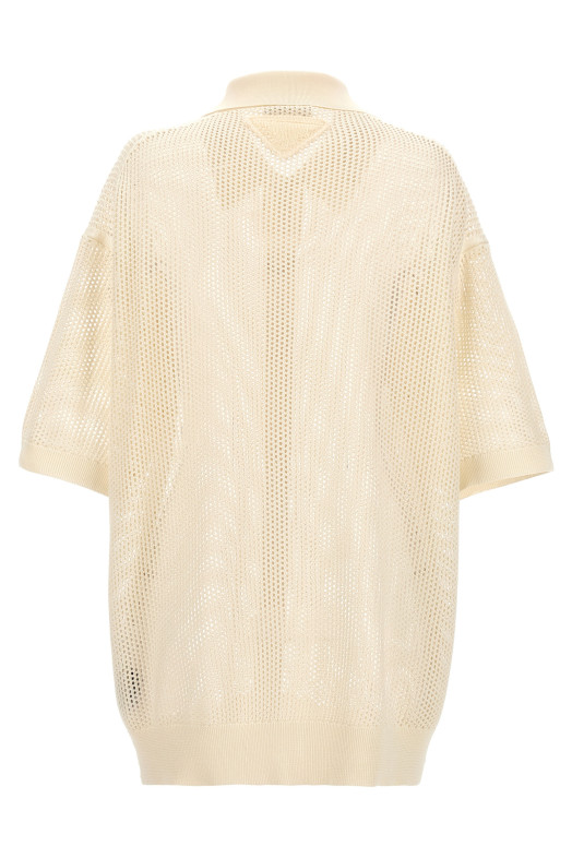 Сетчатая трикотажная рубашка Белая PRADA (UMG321SOOO14HDF0009) Сетчатая трикотажная рубашка Белая PRADA (UMG321SOOO14HDF0009)