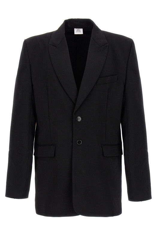 'Logo Embroidered' blazer Black