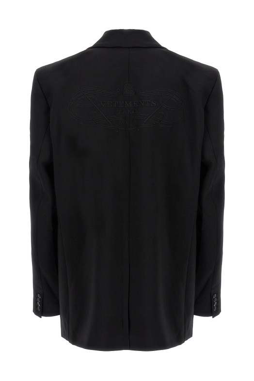 'Logo Embroidered' blazer Black