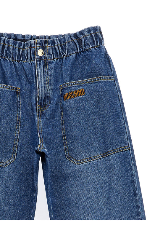 Вишивка логотипу на джинсах Синій MOSCHINO KID TEEN (HDP05UL0E29DARKBLUE)