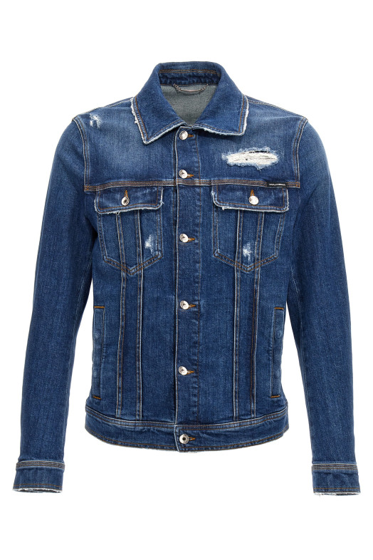 Джинсова куртка з ефектом використання Синій DOLCE & GABBANA G9VZ8DG8LN5S9001 Джинсова куртка з ефектом використання Синій DOLCE & GABBANA G9VZ8DG8LN5S9001
