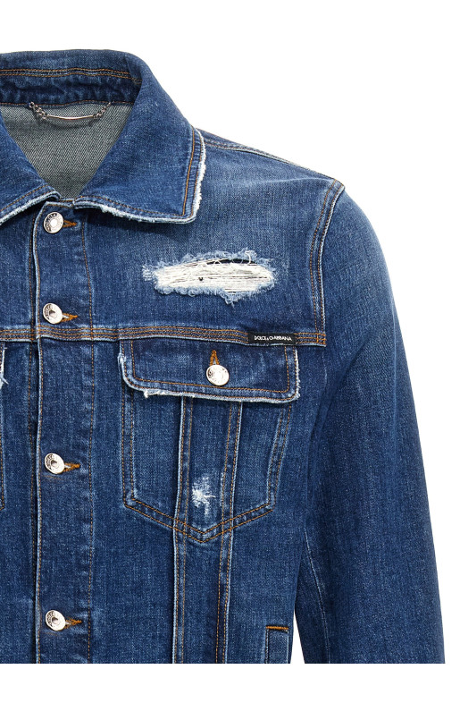 Джинсова куртка з ефектом використання Синій DOLCE & GABBANA G9VZ8DG8LN5S9001 Джинсова куртка з ефектом використання Синій DOLCE & GABBANA G9VZ8DG8LN5S9001