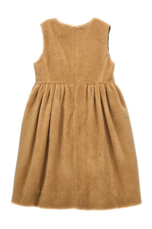 Faux fur logo embroidery dress Beige Faux fur logo embroidery dress Beige