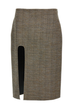 Спідниця з твіду з розрізами, коричнева STELLA MCCARTNEY (6301203EJ7012744)