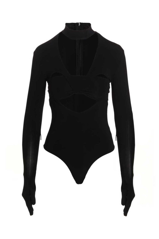 Боди с перчатками в форме сердца, черный AMBUSH (BWDD008F22JER00110001000)
