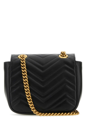 Черная кожаная мини-сумка Marmont GG через плечо Черный GUCCI (739682AABZC) Черная кожаная мини-сумка Marmont GG через плечо Черный GUCCI (739682AABZC)