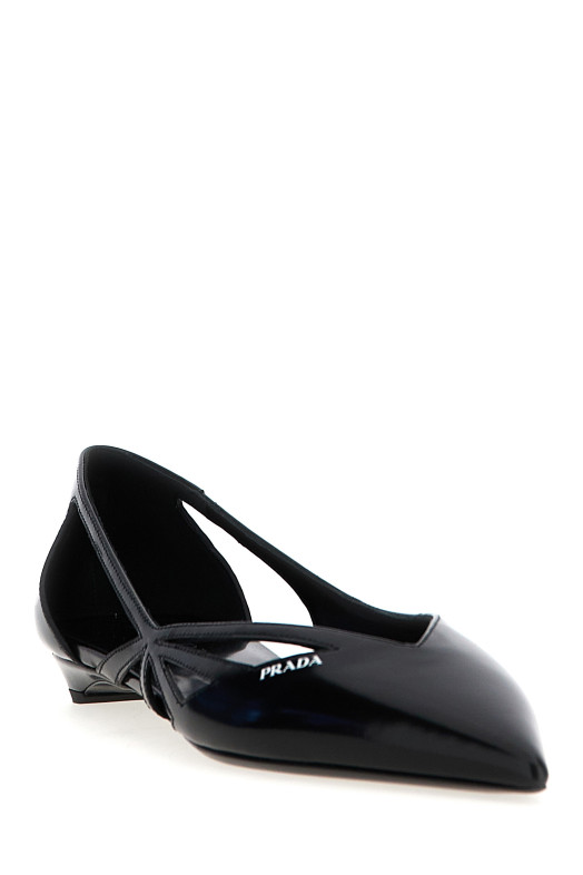 Балетки з вирізаної шкіри Чорні PRADA (1F732NFD015055F0002)