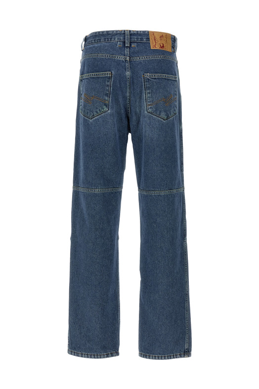 Джинсы-реверс с камуфляжным принтом, синие MARTINE ROSE (234WD04502BLU)