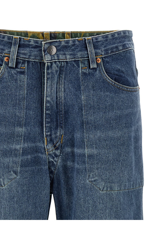 Джинсы-реверс с камуфляжным принтом, синие MARTINE ROSE (234WD04502BLU)