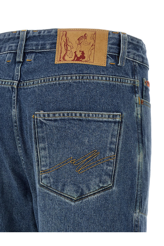 Джинсы-реверс с камуфляжным принтом, синие MARTINE ROSE (234WD04502BLU)