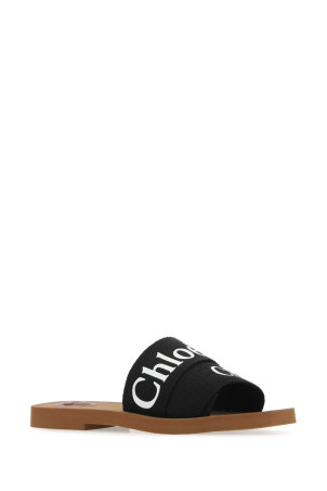Черные льняные тапочки CHLOE (CHC22U188Z3) CHLOÉ Черные льняные тапочки CHLOE (CHC22U188Z3) CHLOÉ