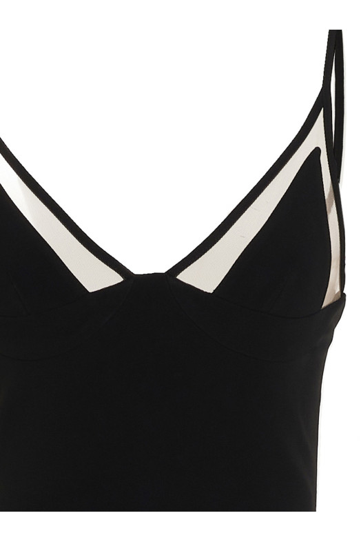 Платье с открытыми ногами и бретелями Черное DAVID KOMA (RE23DK40DLABLACK)