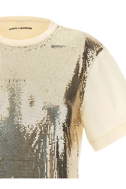 Топ с металлическими пайетками, золотой PACO RABANNE (23FJTE116CO0471P270) Топ с металлическими пайетками, золотой PACO RABANNE (23FJTE116CO0471P270)