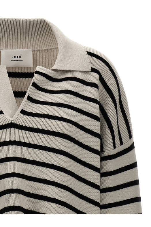 Striped polo sweater Black-grey Striped polo sweater Black-grey