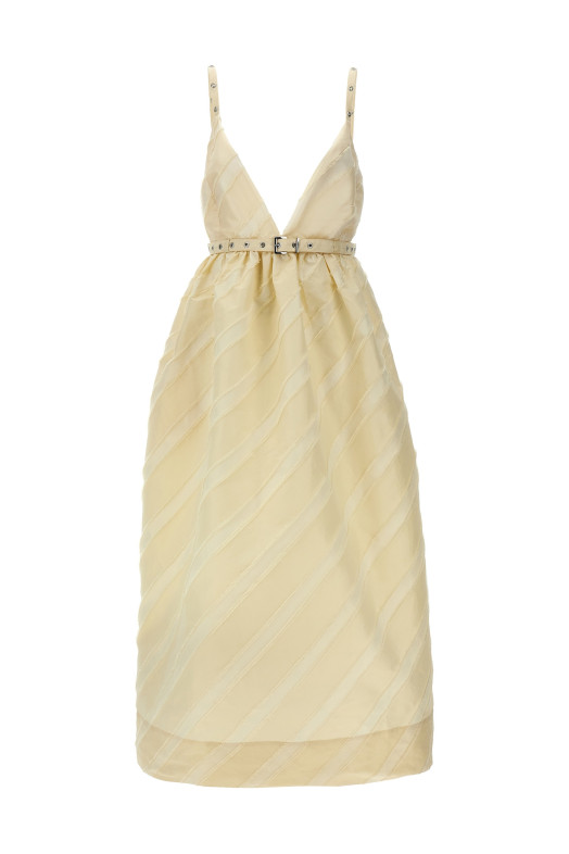 Платье GANNI 'Off-White Stripe Strap' Бежевый W0173135