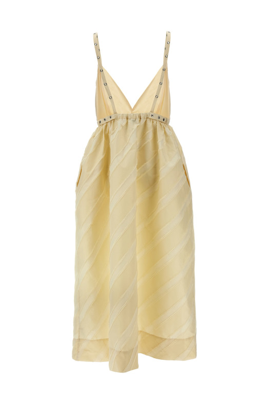 Платье GANNI 'Off-White Stripe Strap' Бежевый W0173135