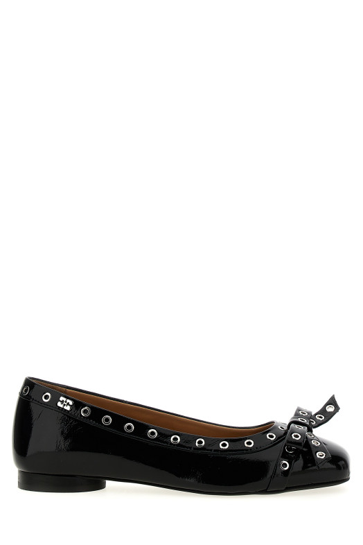 Балетки з люверсами бантиком Чорні S2755099 Балетки з люверсами бантиком Чорні S2755099