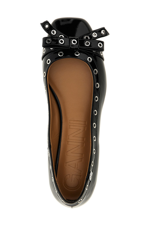 Балетки з люверсами бантиком Чорні S2755099 Балетки з люверсами бантиком Чорні S2755099