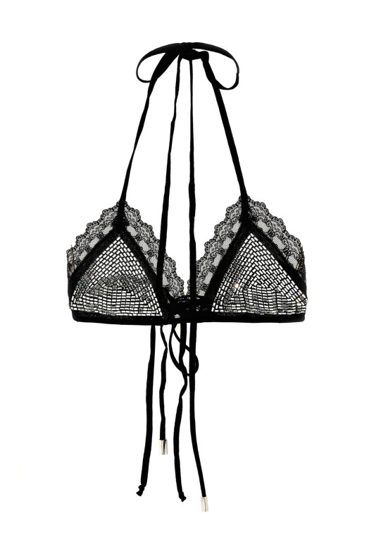 Бюстгальтер зі стразами Чорний THE ATTICO 250WCL00001100