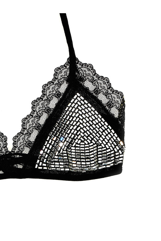 Бюстгальтер зі стразами Чорний THE ATTICO 250WCL00001100