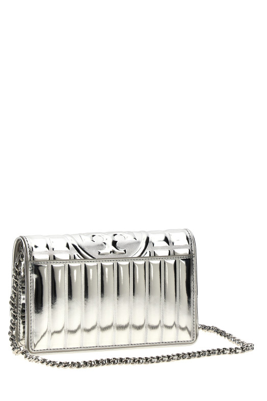 Гаманець на ланцюжку TORY BURCH 'Fleming Metallic Square Quilt' сріблястий 154945040 Гаманець на ланцюжку TORY BURCH 'Fleming Metallic Square Quilt' сріблястий 154945040