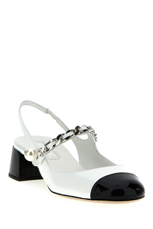 Patent leather slingback  Black-grey Patent leather slingback  Black-grey