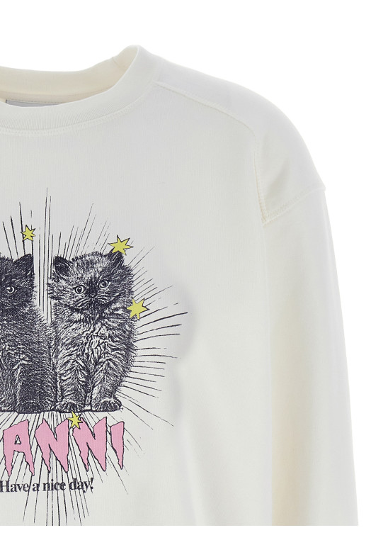 Толстовка GANNI 'Kittens' Белый T4163135 Толстовка GANNI 'Kittens' Белый T4163135
