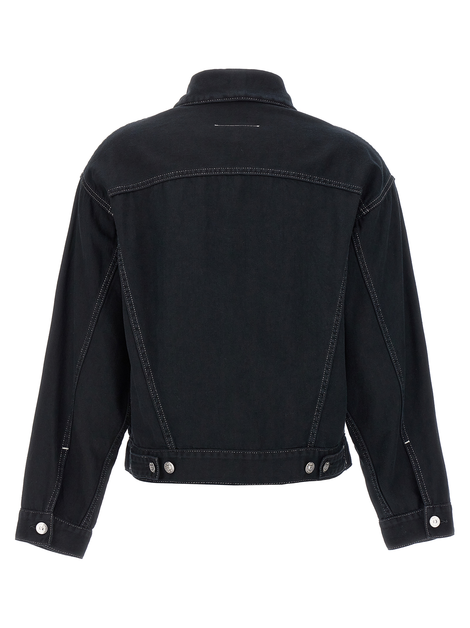 neu_in SILVER STITCH BLACK DENIM JACKET-