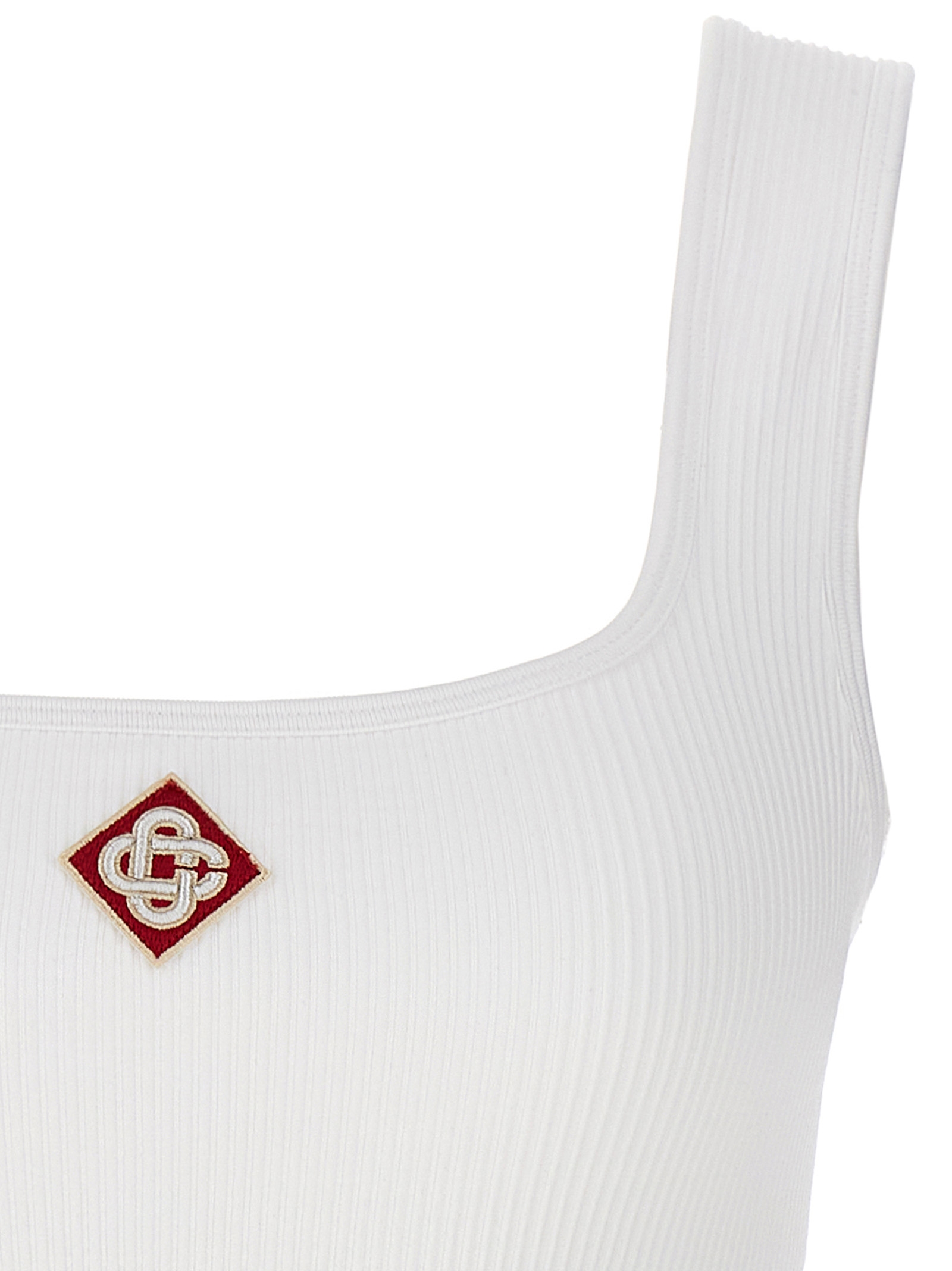 CASABLANCA Logo-patch Ribbed leggings in White