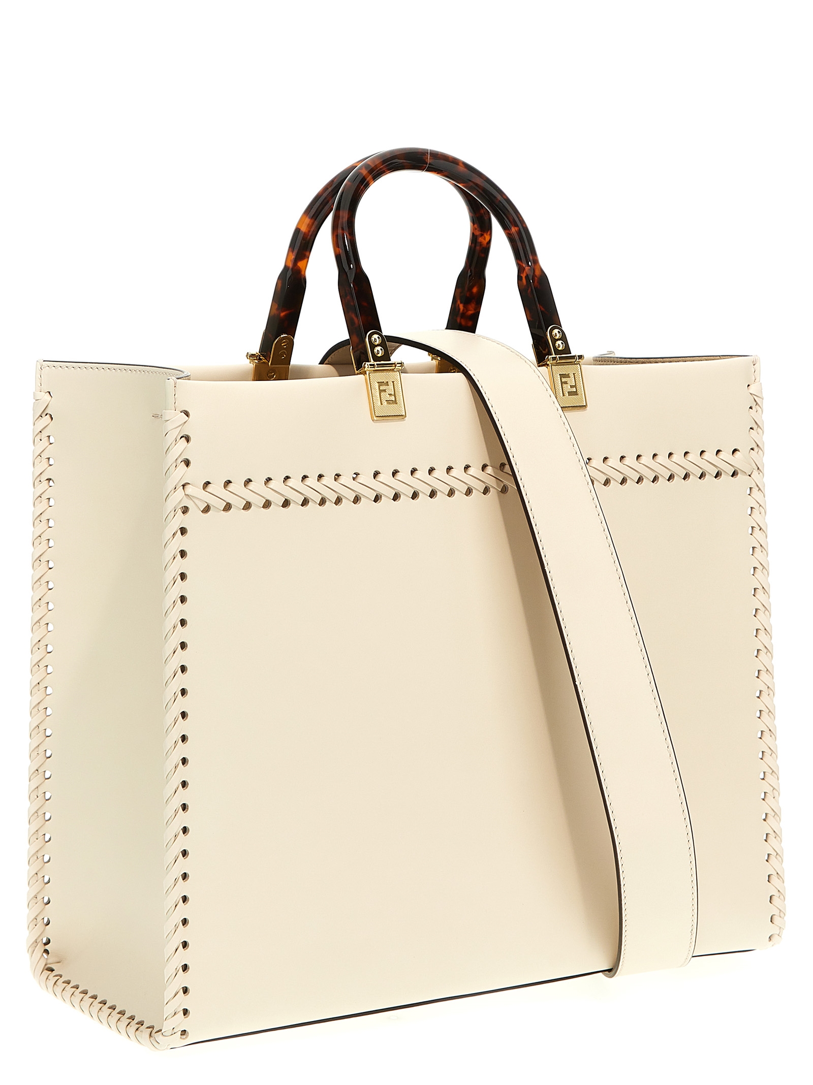 Fendi Sunshine Medium - White leather shopper